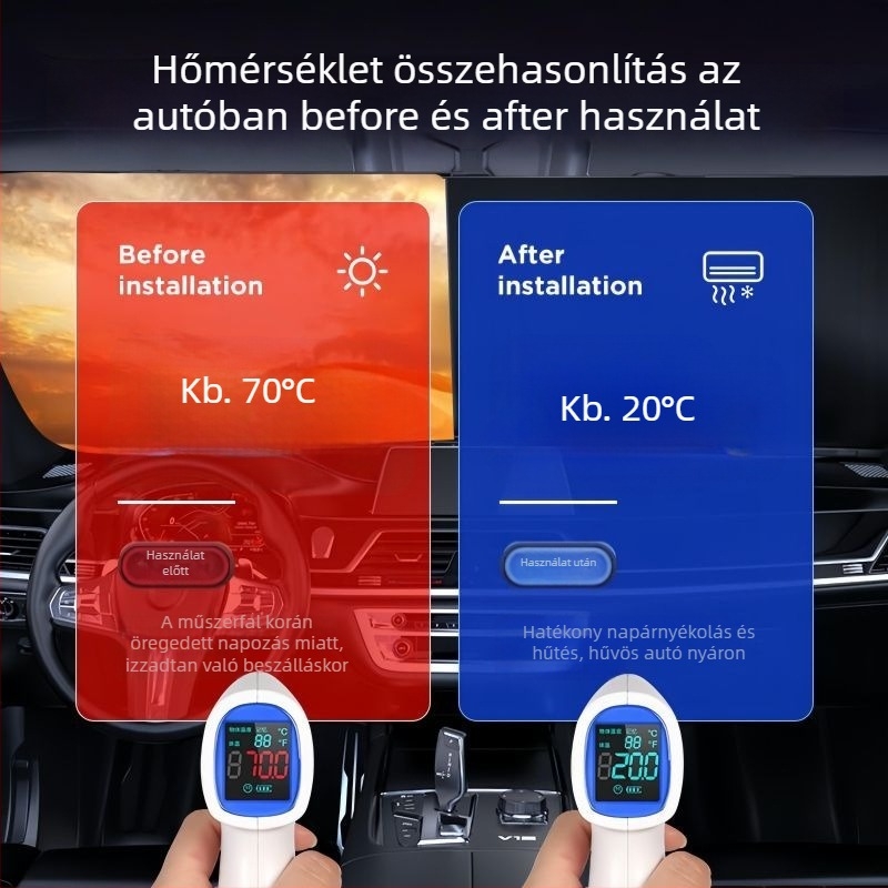 Első szélvédő napvédő autóhoz – alumíniumfólia, teleszkópos szerelés, általános kompatibilitás, első rész