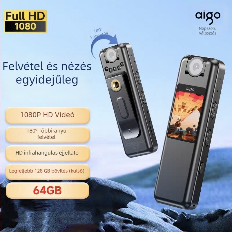 R5515 hangrögzítő videóval – WAV, 3,5 óra, USB 2.0, TF-kártya, beépített mikrofon