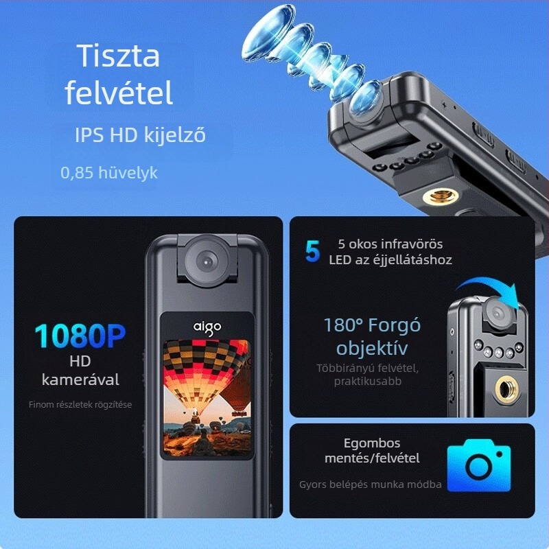 R5515 hangrögzítő videóval – WAV, 3,5 óra, USB 2.0, TF-kártya, beépített mikrofon