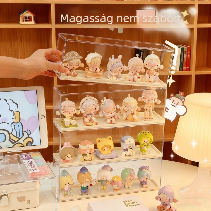 Blind box kiállító doboz – PVC anyag, modell QC2341-001, fedett, 1 L kapacitás, modern minimalist stílus