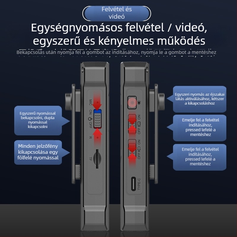 Elebest C5 felvevő toll kamera – 1080p Ultra HD videó, WAV hang, 5–6 órás felvétel, TF kártya támogatás, USB-C interfész