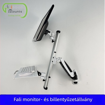 WS04 Ipari monitorállvány alumíniumötvözetből – billentyűzet-tálcás emelés, Gibbon, teherbírás 0–4.5 kg, tömeg 6 kg, emelő típus