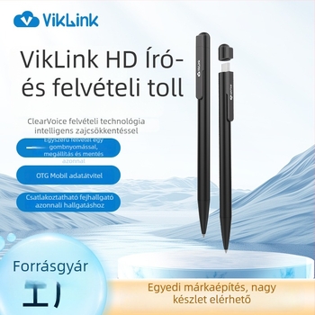 VK VR100 Professzionális HD hangrögzítő toll Type-C csatlakozással, beépített háromirányú mikrofonnal, 16 órás felvétel, MP3/WMA/WAV formátumok, alumínium ötvözet ház