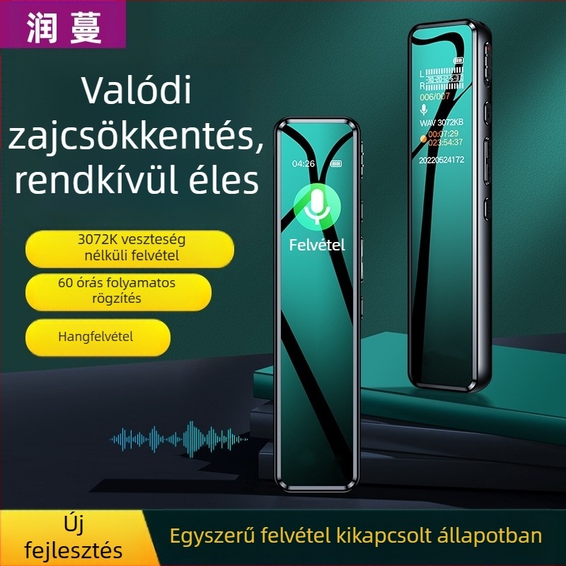 Üzleti célú professzionális diktofonnal 60 órás felvétellel, MP3/WAV, USB 2.0, kettős beépített mikrofon, egygombos felvétel