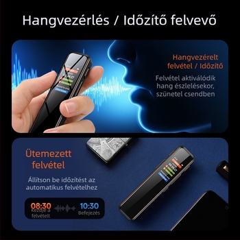 Hordozható hangrögzítő HD zajcsökkentéssel jogászoknak, 10 órás felvételi idő