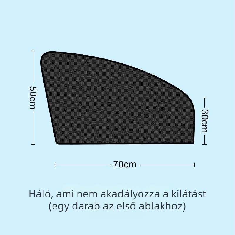 Nylon hálós autóablak árnyékoló, szívókorongos telepítés, univerzális illeszkedés, 40 g, logó nyomtatás