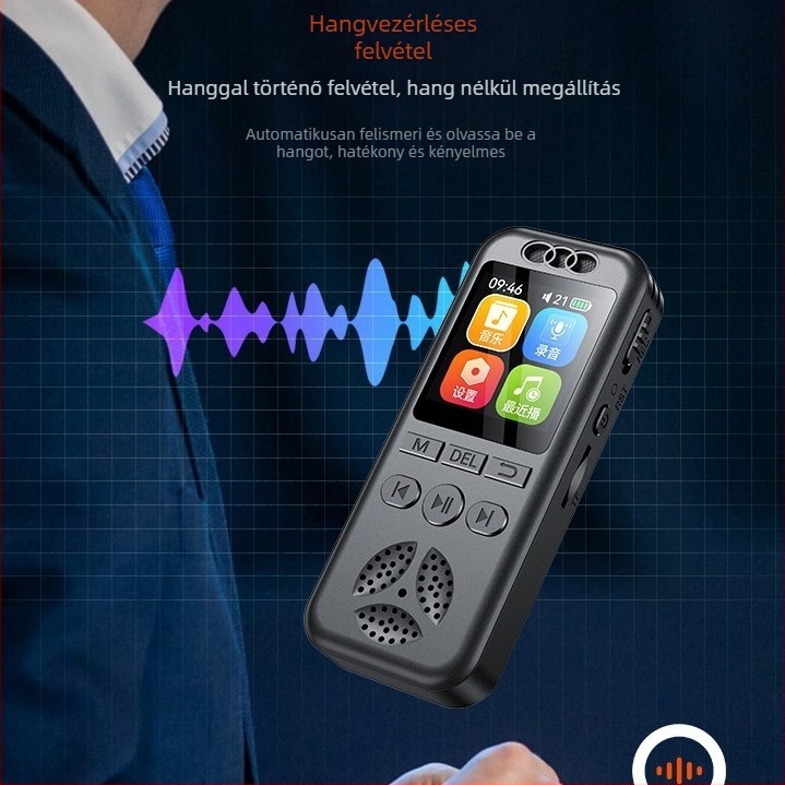 Digitális hangrögzítő Q7 veszteségmentes felvétellel és beszédvezérléssel, MP3/WAV, 25-50 óra felvétel, TF-kártya, USB 2.0, 1 mikrofon, rögzítési távolság 500 m