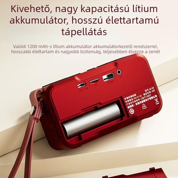 Huibang B08 Bluetooth hangszóró, multifunkcionális rádió, kártyarekesz, erőteljes basszus, USB lejátszó