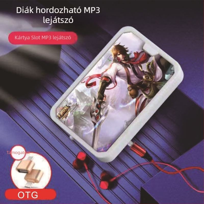 MP3 lejátszó M30, kijelző nélküli, TF-kártya támogatás, USB 2.0 interfész, 3,5 mm-es fejhallgató bemenet