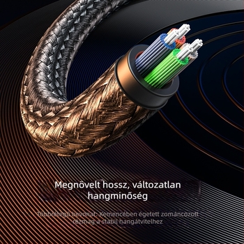 EDELINK AUX001 3,5 mm-es fejhallgató hosszabbító kábel, férfi–női, aranyozott csatlakozók, nejlon kötés, számítógéphez és hangrendszerhez mikrofon támogatással