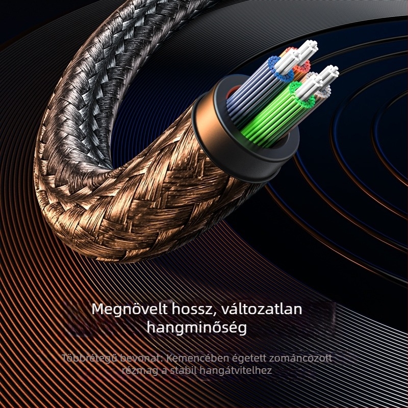 EDELINK AUX001 3,5 mm-es fejhallgató hosszabbító kábel, férfi–női, aranyozott csatlakozók, nejlon kötés, számítógéphez és hangrendszerhez mikrofon támogatással