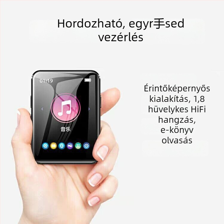 Bingjie X1 Bluetooth MP3 lejátszó TF-kártyával, támogatja az MP3/WMA/WAV/OGG audióformátumokat és AVI/WMV/FLV/AMV videókat, akár 60 órás lejátszás