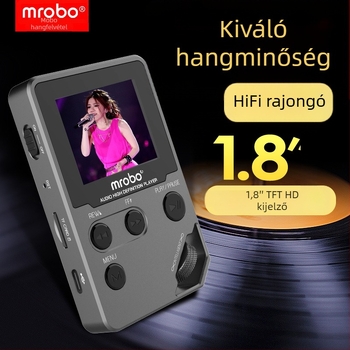 mrobo C5 MP3 lejátszó USB 3.0, MP3/WMA/WAV/OGG/FLAC/APE hangformátumok, AMV videó támogatás, TF kártya, 60 órás lejátszás