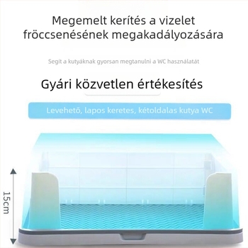Kutyatoalett, lapos kialakítású, levehető ürítőmedencével, cseppálló