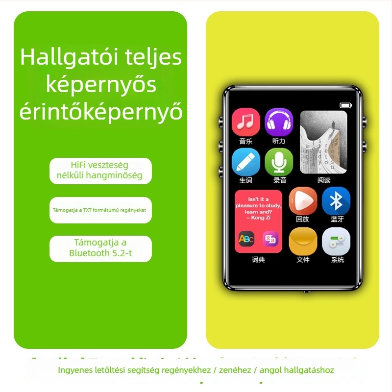 Érintőképernyős MP3 Bluetooth zenelejátszó angol–kínai szótárral, diák verzió, MP4 lejátszó, regényolvasó