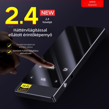 MP3-lejátszó Amoi x3, 320x240 felbontás, USB 2.0, érintőképernyő, TF-kártya támogatás, MP3/WMA/WAV/OGG/FLAC/AAC/APE