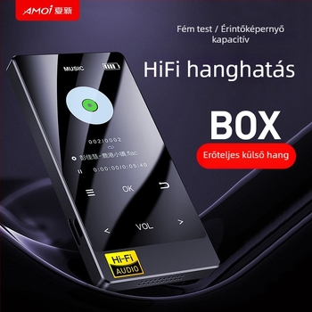 MP3-lejátszó Amoi x3, 320x240 felbontás, USB 2.0, érintőképernyő, TF-kártya támogatás, MP3/WMA/WAV/OGG/FLAC/AAC/APE