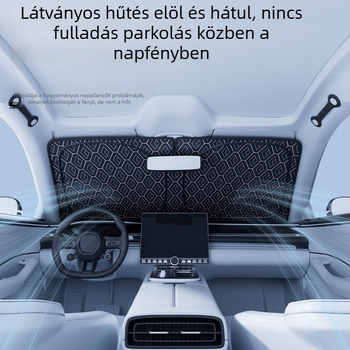 Autó első szélvédőjére napvédő roló, diamantszövet mintázatú lézer, hajtogatható alumíniumfólia, snap-in telepítés, univerzális használat, logó nyomtatási lehetőség