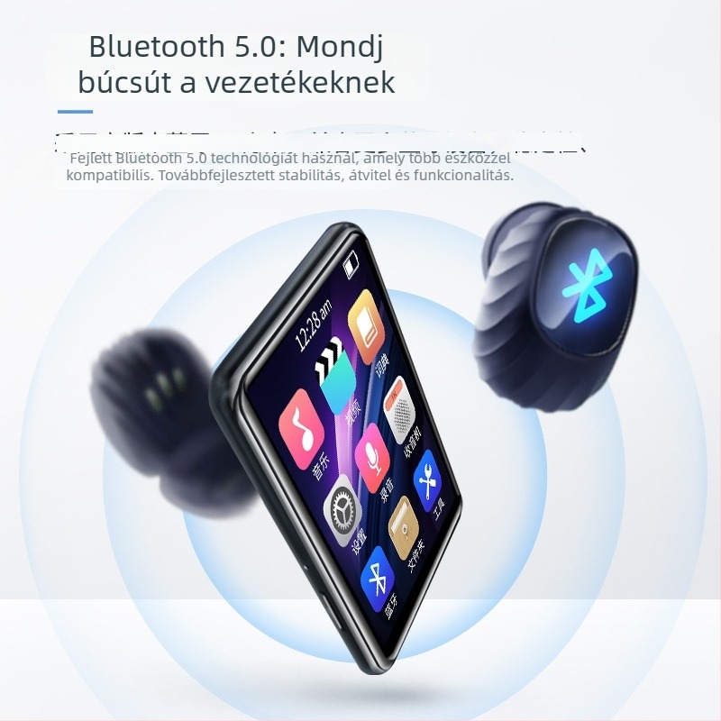 Mahdi M20 teljes képernyős MP3 lejátszó Bluetooth ébresztőóra, kompakt MP4/MP5, diákverzió, 2,4 hüvelykes kijelző