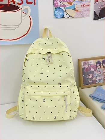 Uniszex iskolai hátizsák pöttyös mintával, Nylon anyagból, kapacitás 20 L alatt, 10 hüvelykes laptophoz illeszkedik