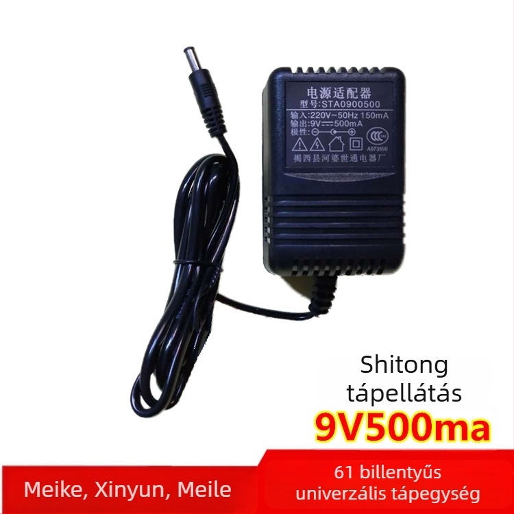 WorldCom STA1200500 elektromos orgona tápegység, 9V 500mA