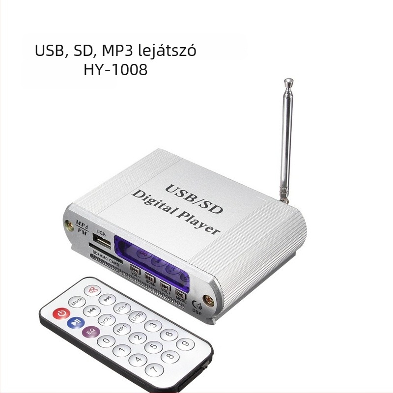 HY-1008 Autós MP3 lejátszó USB/SD-vel, FM rádióval és beépített erősítővel