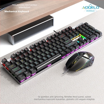 Gaming billentyűzet, 104 gombos, kábeles, csuklótámasz, modell W9528