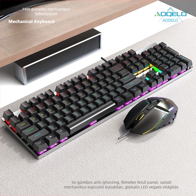 Gaming billentyűzet, 104 gombos, kábeles, csuklótámasz, modell W9528