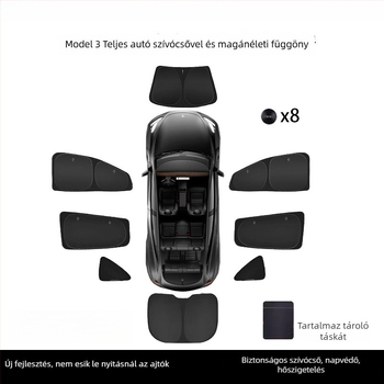Tesla Model Y oldalsó ablakokhoz napvédő függöny, Oxford anyag, függő kivitel, magánélet- és napvédelmi funkciók