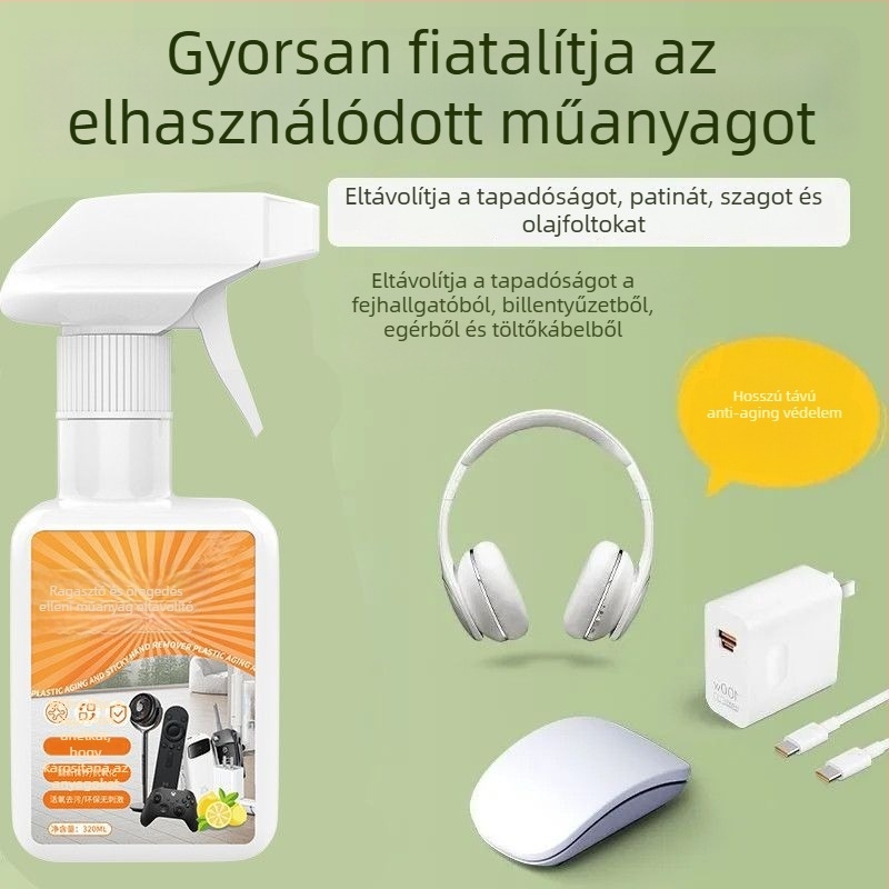 Multifunkcionális tisztító műanyag és gumi felületekre — eltávolítja a ragasztót és a foltokat; ideális a napernyő fogantyújához, egér- és billentyűzet fogantyúihoz.
