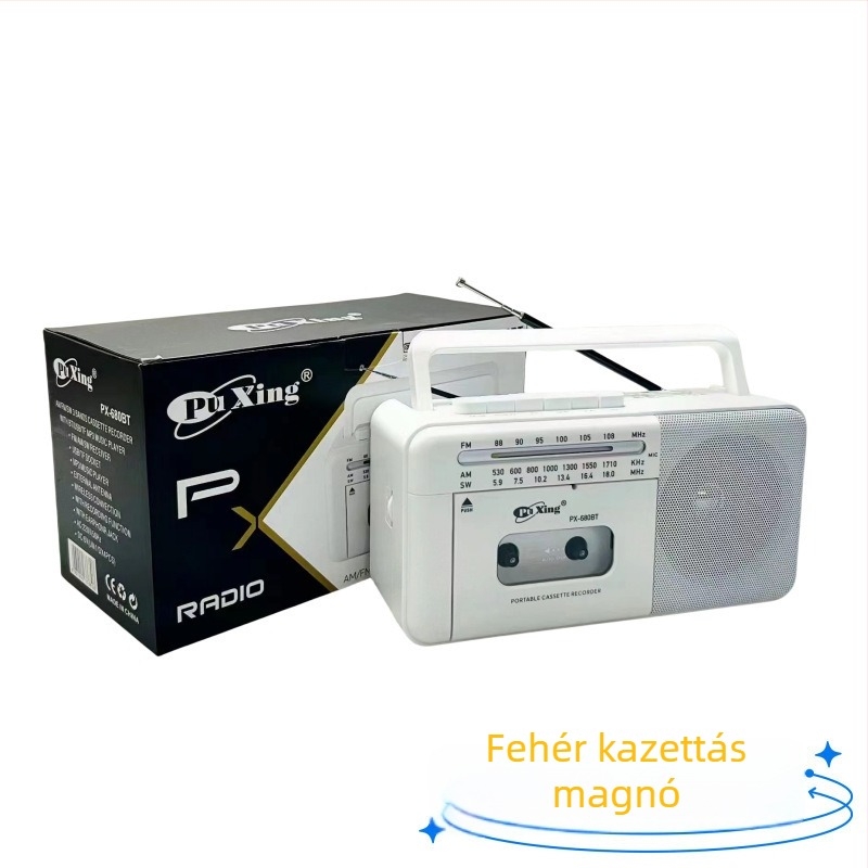 PX-680BT kazettás felvevő Bluetooth rádióval, több sávos, USB interfész, beépített hangszóró, felvétel