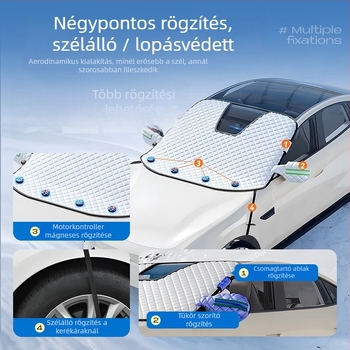 Autó első szélvédő napvédő árnyékoló, vastagabb hőszigetelés, univerzális illeszkedés, beépített telepítés