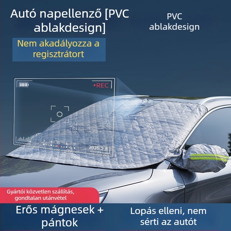 Autó első szélvédő napvédő árnyékoló, vastagabb hőszigetelés, univerzális illeszkedés, beépített telepítés
