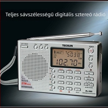 Desheng PL-380 rádió teljes sávú digitális hangolással, sztereó hangzás, beépített hangszóró, digitális kijelző