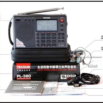 Desheng PL-380 rádió teljes sávú digitális hangolással, sztereó hangzás, beépített hangszóró, digitális kijelző