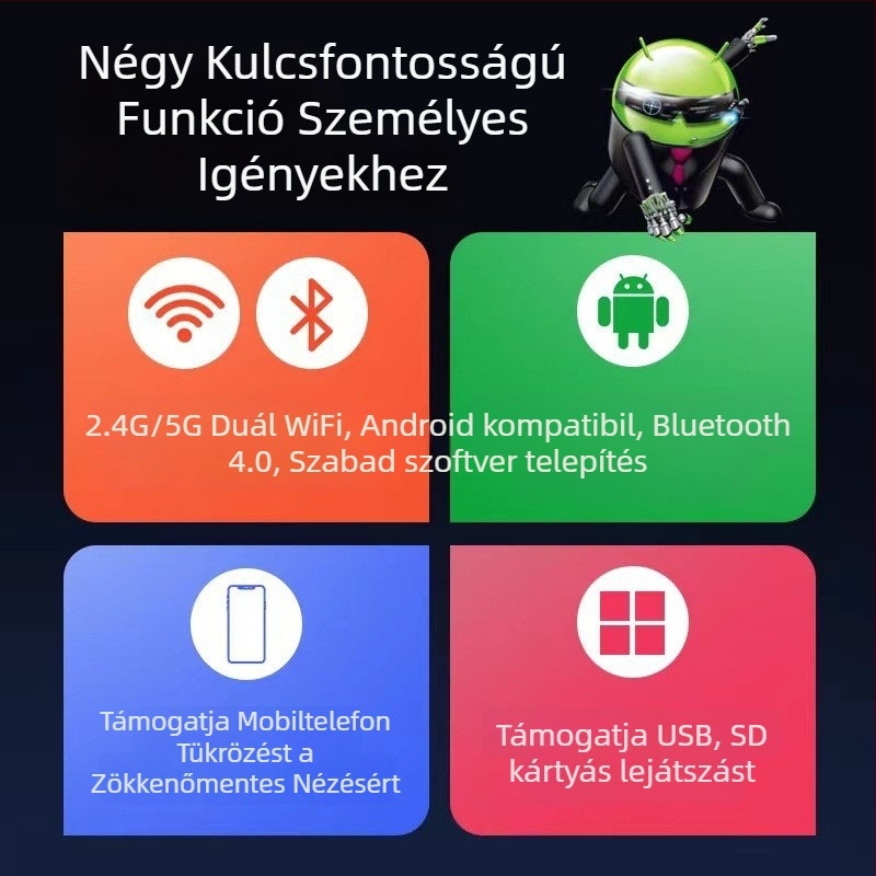 TV Box két- és egyfrekvenciás modelllekkel, 4K kimenet 3840x2160, memória 128 MB, HDMI ARC, Wi-Fi, súly 0,5 kg