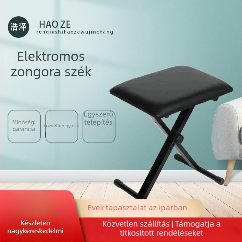 Music Companion Összecsukható szék elektronikus orgánus rackhez — fém-bőr kivitel, modell Folding Chair