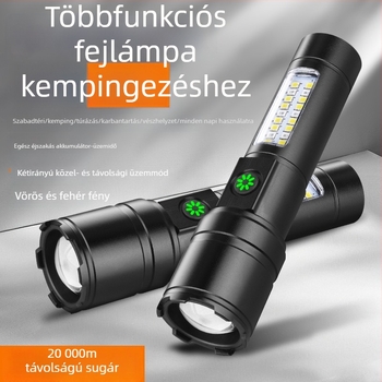 Kézi LED zseblámpa alumíniumötvözet testtel, újratölthető, 5W, 1200mAh, hatótávolság 200-500 m