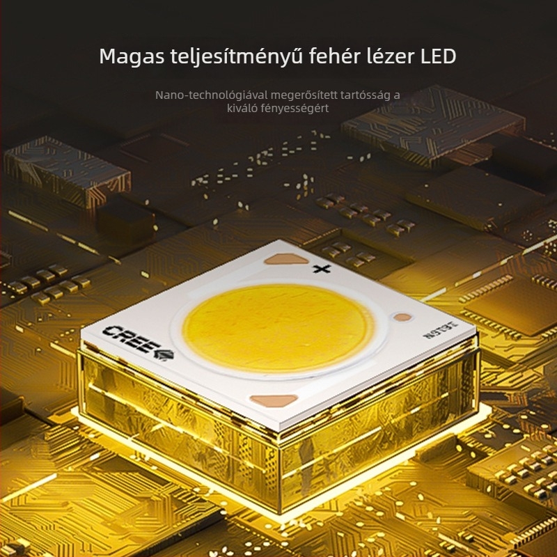 Kézi LED zseblámpa alumíniumötvözet testtel, újratölthető, 5W, 1200mAh, hatótávolság 200-500 m