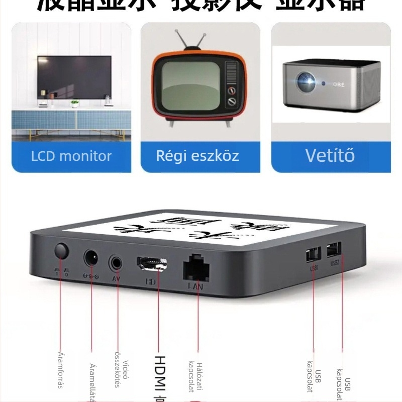 TV Box 4K 5G WiFi-vel, Bluetooth távirányító, modell S905l3 (3840x2160, 128 MB RAM, HDMI/AV/USB/WiFi)