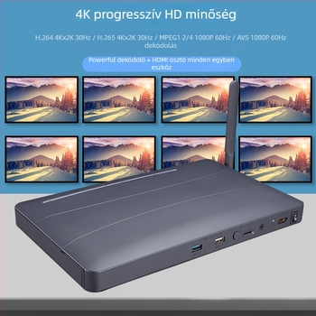 BW-8HFMEDIA 4K HDMI Android médialejátszó, 8GB RAM, 8GB tárhely, USB pendrive-támogatás, 8-portos HDMI elosztás