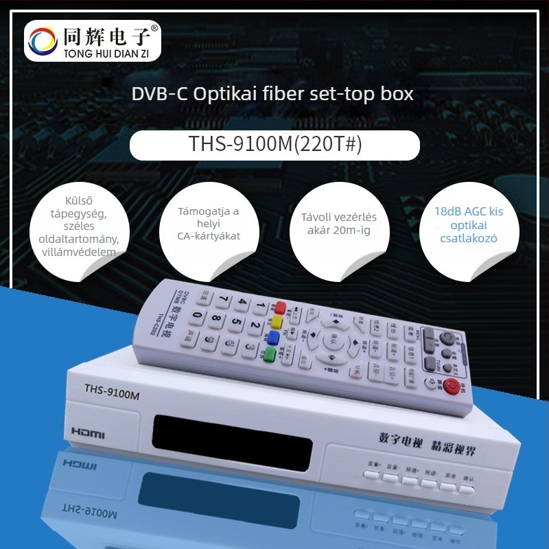 HD DVB-C CA titkosított digitális tévés set-top box, kettős magos processzorral, 80 GB beépített tárhely és 1 GB RAM-mal, USB/HDMI/AV/Coax csatlakozókkal