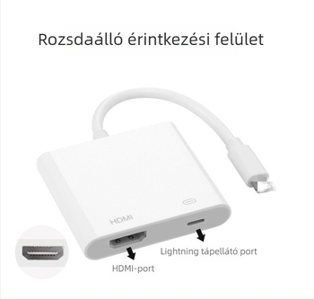bkscy MD1 Lightning–HDMI adapter Apple iPad/iPhone‑hoz – HDMI kimenet, importált chip, 20 cm-es kábel, adatátviteli sebesség 100