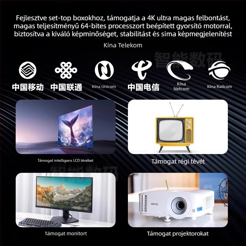Androidos TV Box Hisense processzorral, 1GB RAM, 8GB tárhely, 4K kimenet