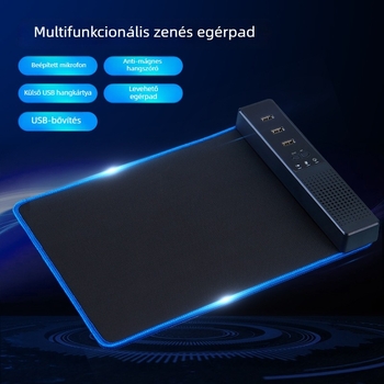 USB mikrofon és hub-kialakítású PC hangszórók, mikrofon bemenet 1–3, 2.1 csatornás audio, MP3 lejátszás, TF-kártya támogatás, 110V bemenet