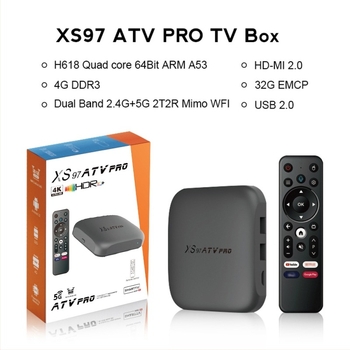 Android TV Box XS97ATV PRO, A53 processzor, 4GB RAM, 32GB tárhely, 6K kimenet, HDMI interfész