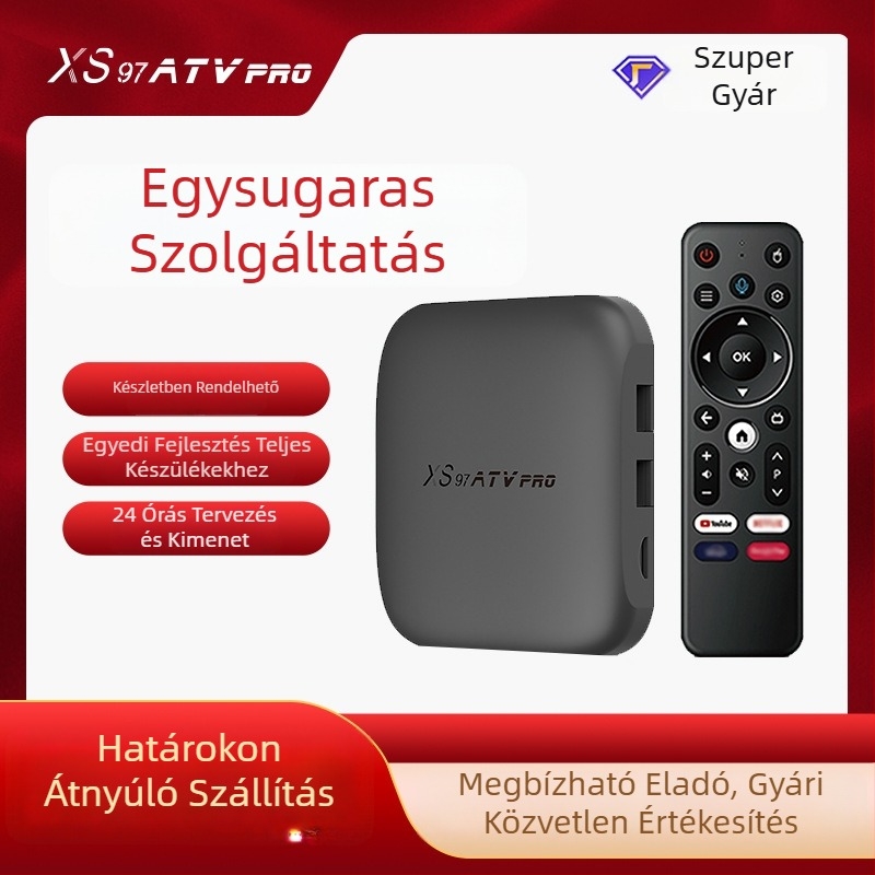 Android TV Box XS97ATV PRO, A53 processzor, 4GB RAM, 32GB tárhely, 6K kimenet, HDMI interfész