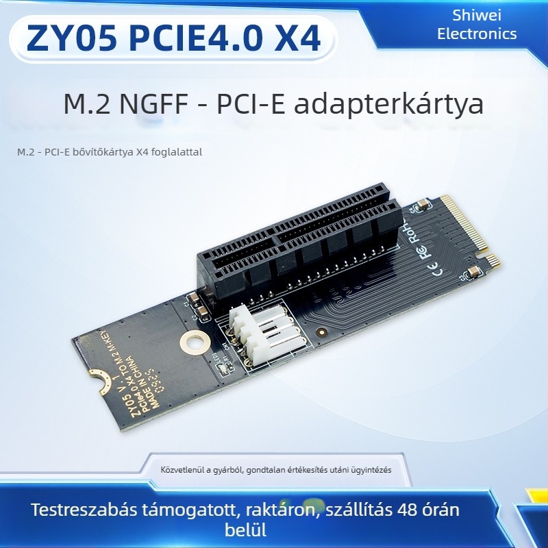 Asztali M.2–ról PCIe-re bővítő kártya – NGFF PCIe adapter, PCIe x4 foglalat