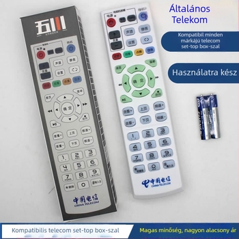 Wuchuan Telecom Universal IPTV set-top boxhoz tartozó távirányító, modell Telecom Universal, 15 m hatótávolság