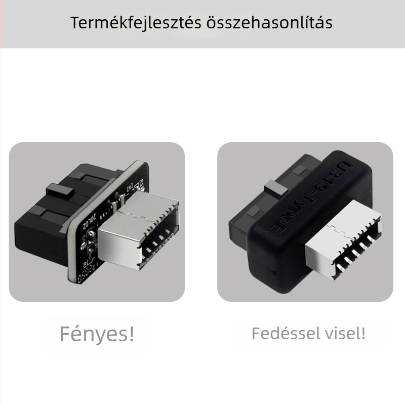 Type-E USB fej-adapterkártya: 19/20-pin Type-E interfészhez, elülső panel Type-C porttal integrált